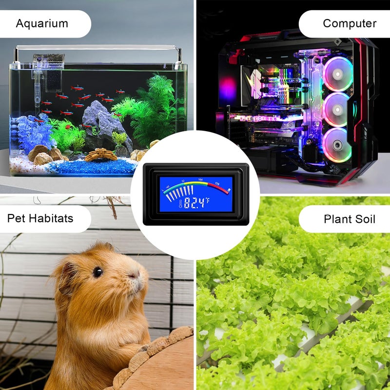 KETOTEK Digital Thermometer Temperature Meter Gauge Waterproof Sensor Probe Aquarium Car PC case Incubator Temp Meter 4 Pin Power Supply Celsius/Fahrenheit LCD Display - Image 5